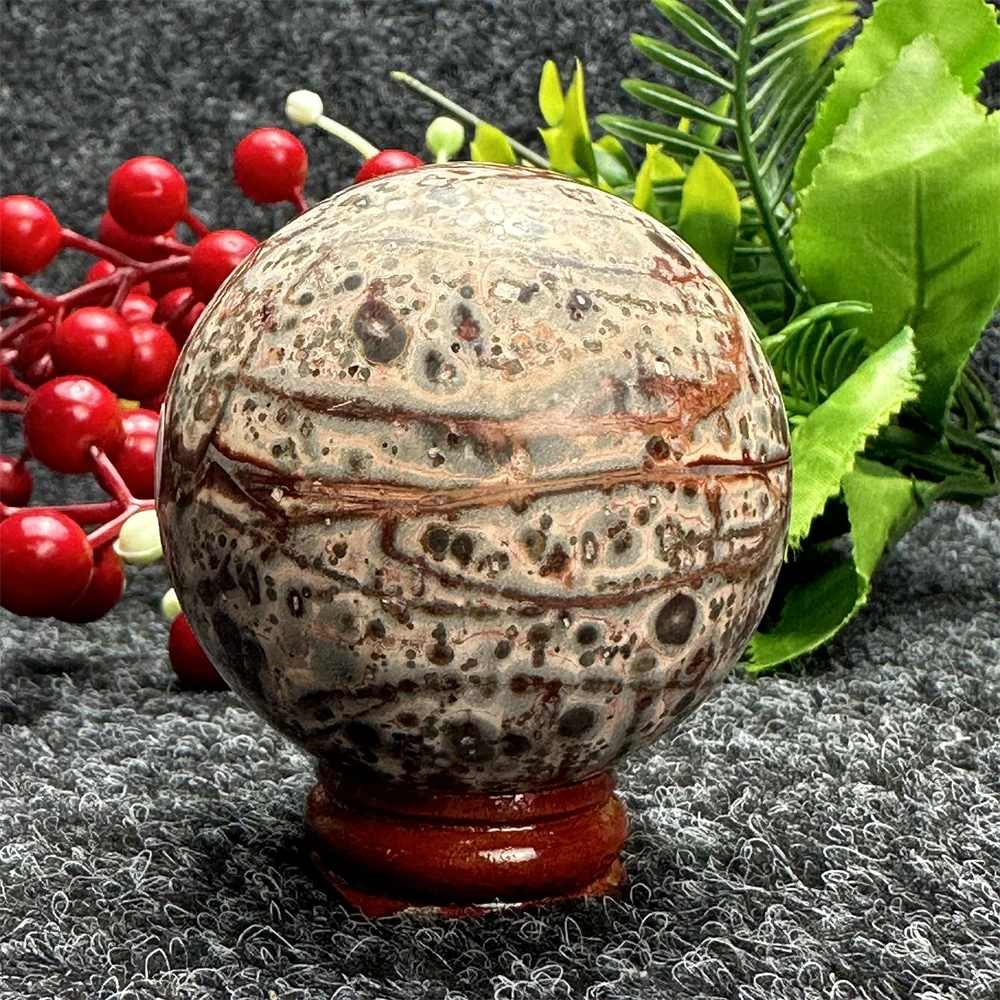 Bola de pedra com estampa de leopardo natural, esfera reiki para decoração de casa