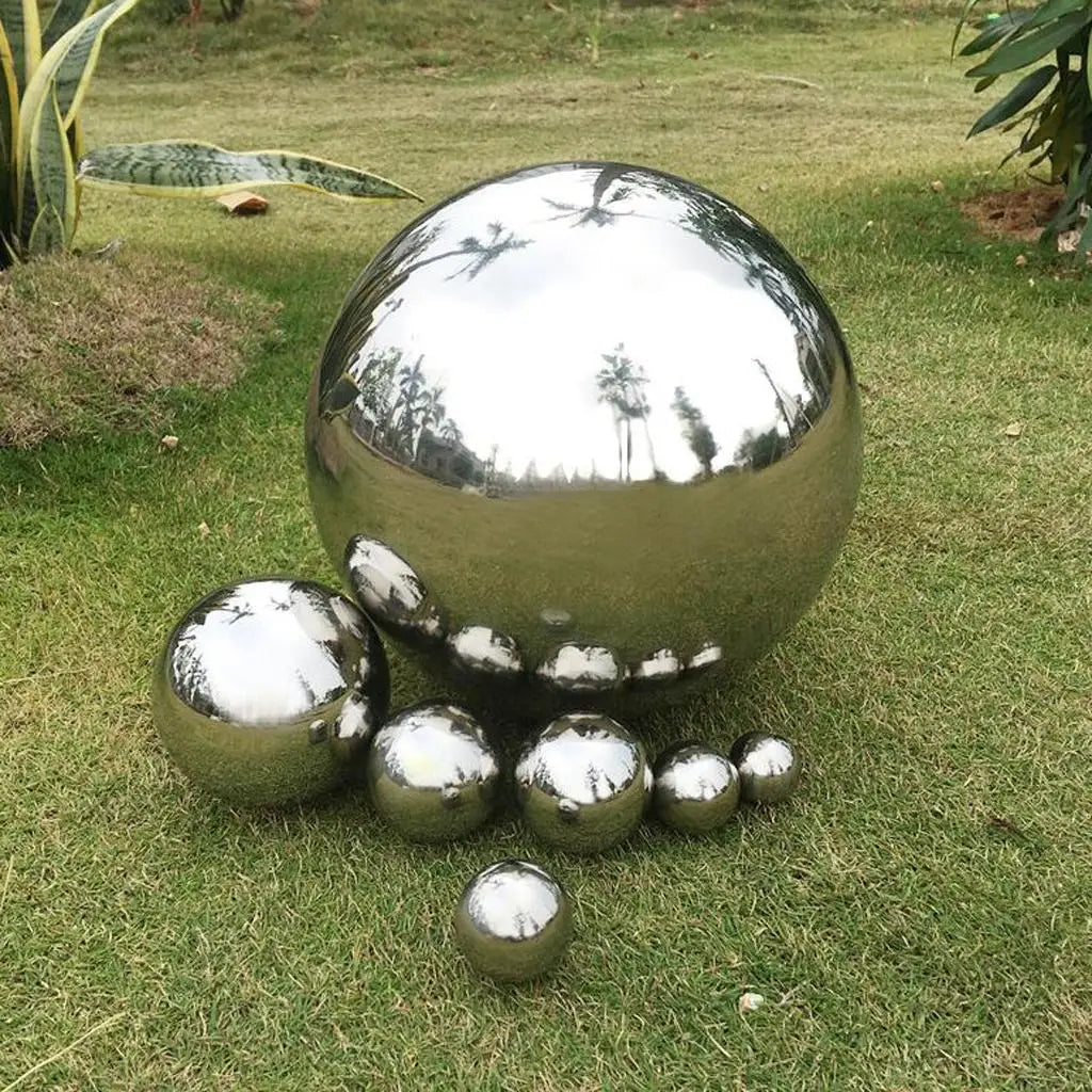 1pc espelho de aço inoxidável polido esfera oca bola redonda casa decoração do jardim