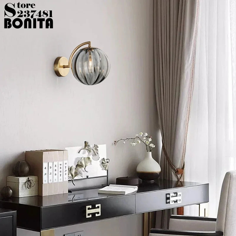 Globo lâmpada de parede multicolorido vidro bola redonda