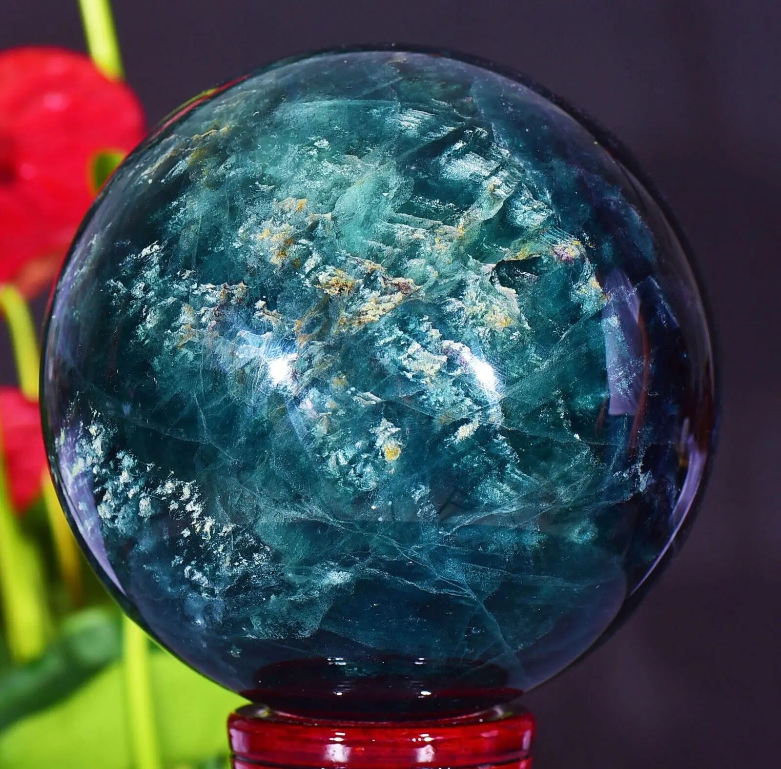 Esfera natural da bola de cristal de quartzo da fluorite da cor lustrou mineral