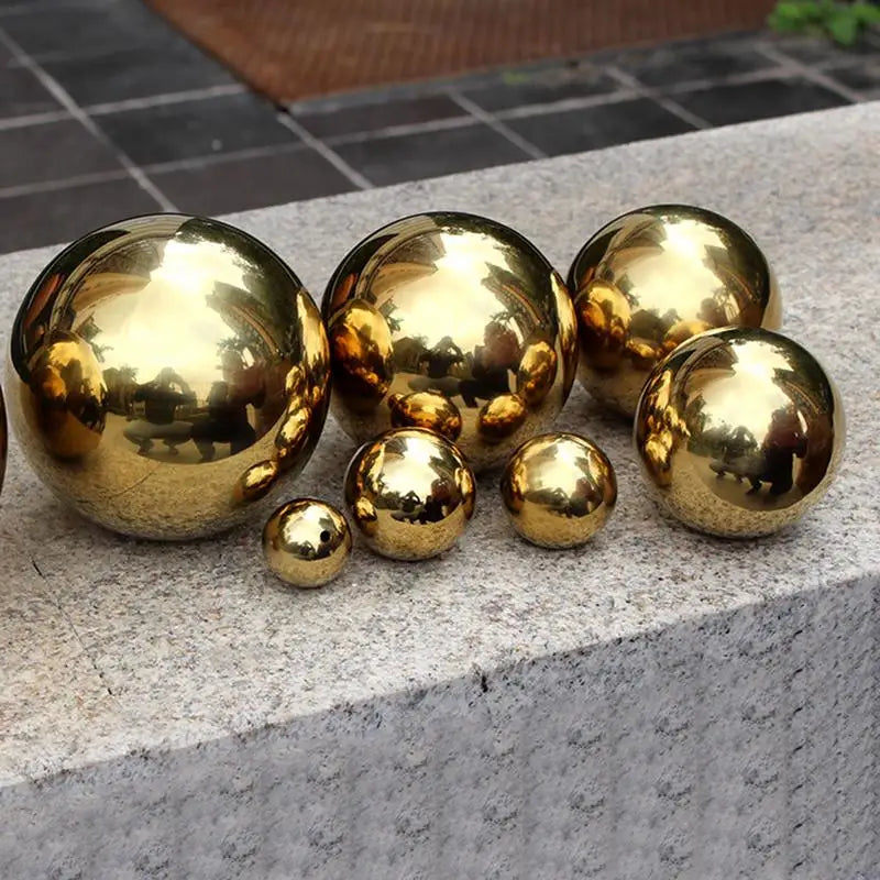 201 aço inoxidável titânio ouro oco bola sem costura casa & jardim decoração espelho polido esfera brilhante 25mm ~ 480mm