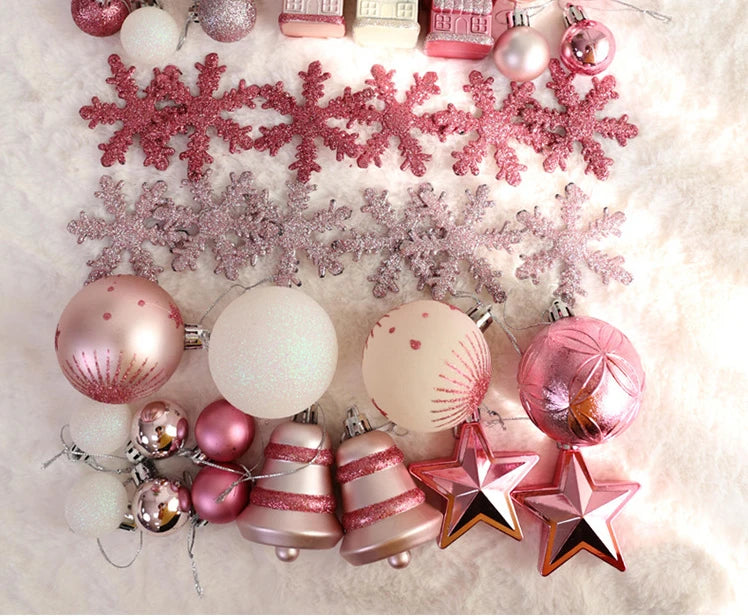 Rosa bola de natal decoração árvore de natal pendurado pingente bola de plástico