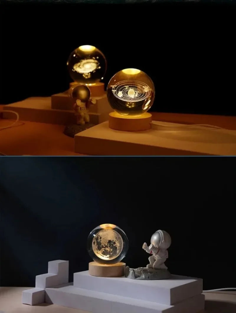 Sistema solar 3D bola de cristal luminosa saturno planetas esfera de vidro bolas decorativas