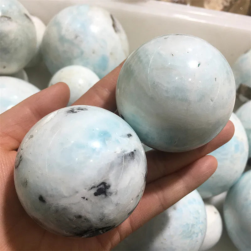 Esfera larimar de cristal com pedra preciosa polida de alta qualidade natural para decoração