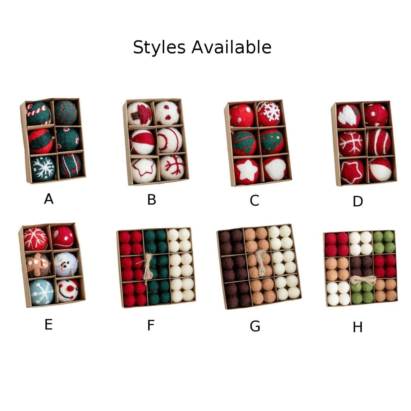 6/36 pçs bolas de natal bola de feltro de lã globo de neve decorações de árvore