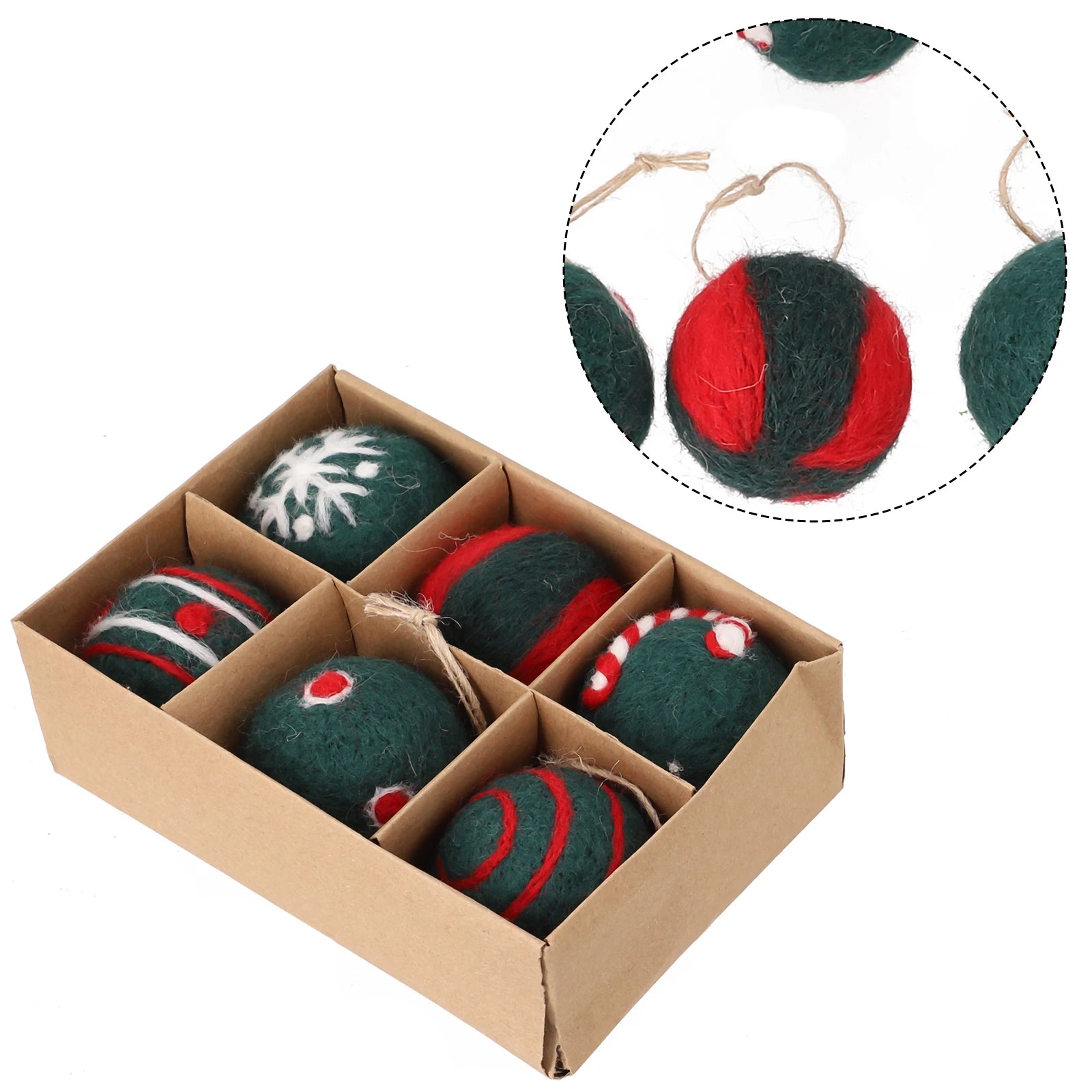 6/36 pçs bolas de natal bola de feltro de lã globo de neve decorações de árvore