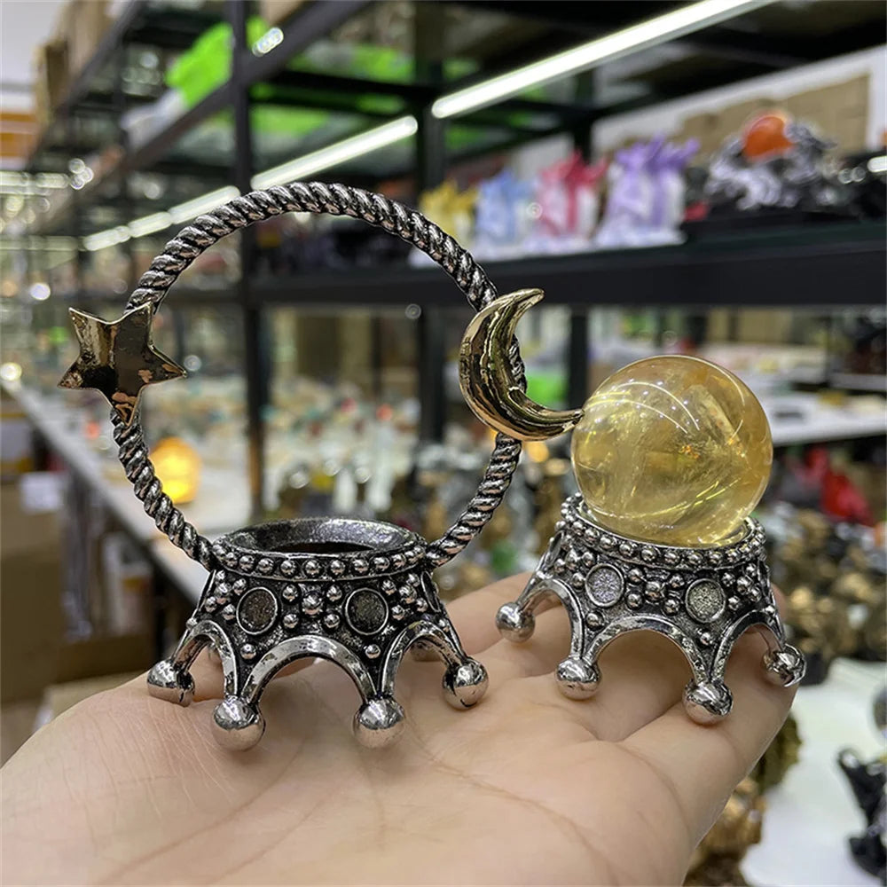 Estrela lua coroa metal bola de cristal titular esfera mágica