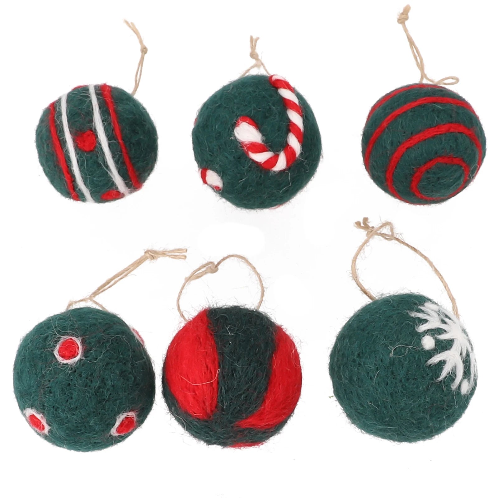 6/36 pçs bolas de natal bola de feltro de lã globo de neve decorações de árvore