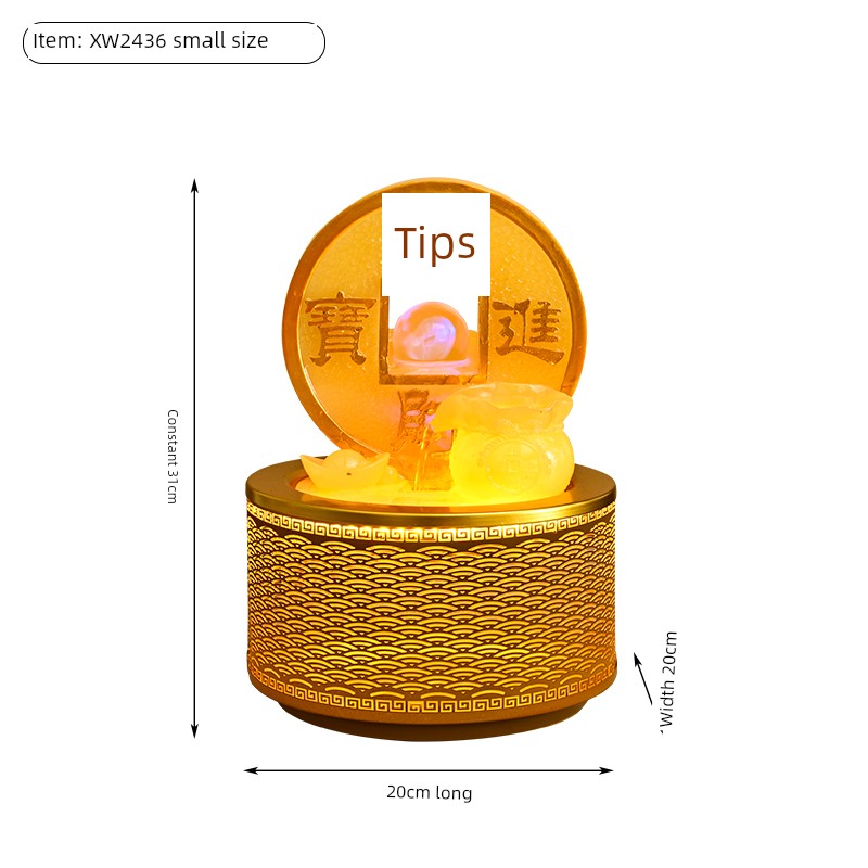 Ornamentos de água corrente invertida Boa sorte vem na altura da bola Água