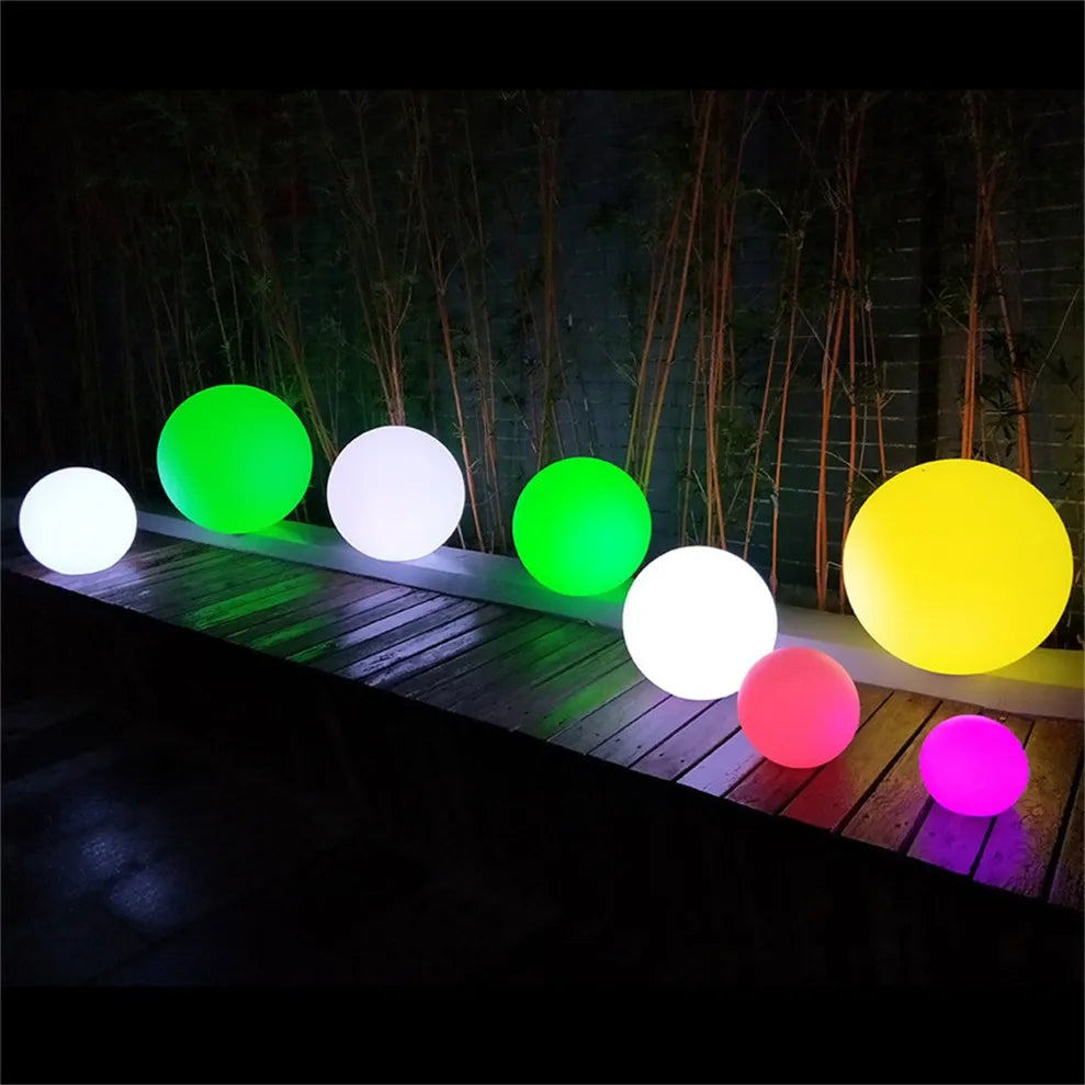 Luminária resort led bola luminosa jardim 20cm 30cm 40cm