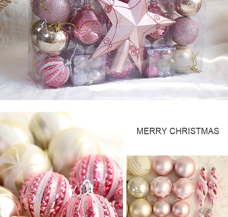 Rosa bola de natal decoração árvore de natal pendurado pingente bola de plástico