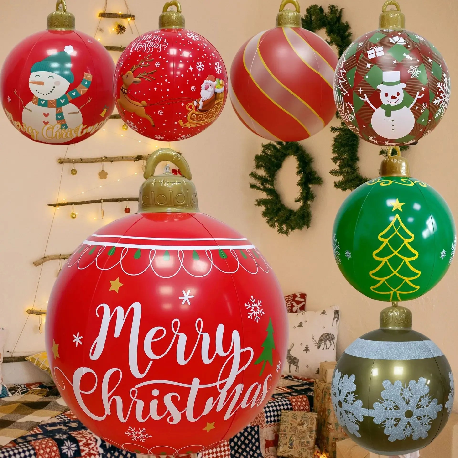 bola de natal inflável decorado feita pvc gigante luminoso led decorações de árvore 60cm