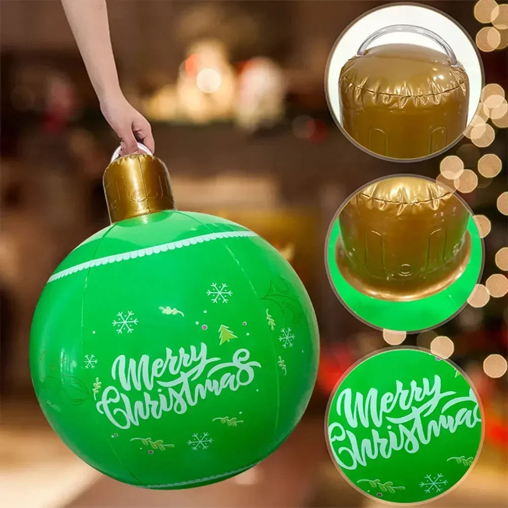 1 pçs 60cm grandes bolas de natal pvc bolas de plástico infláveis gigantes de árvore de natal