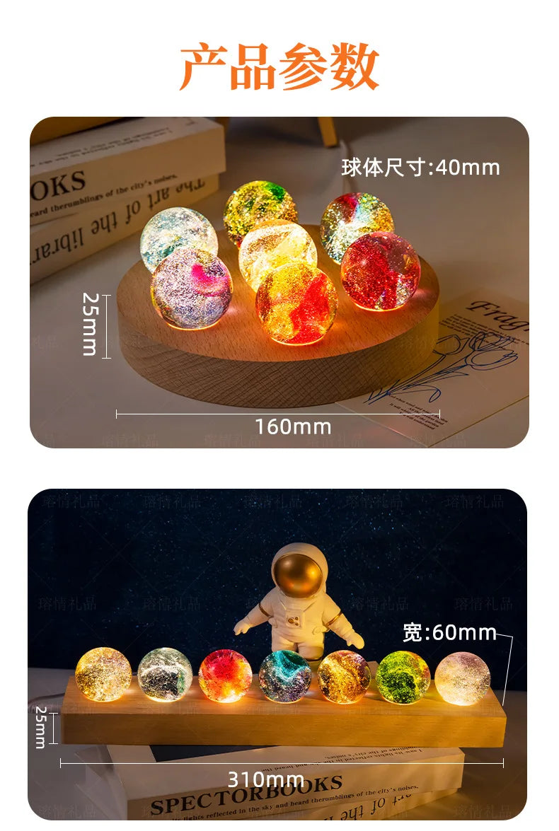 Luminosa bola de cristal presente de aniversário decoração para casa luz ornamentos de luxo esfera 7 cores