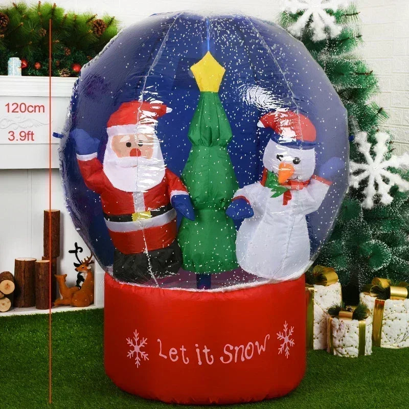 Globo de neve de natal inflável com luz led explodir boneco de neve
