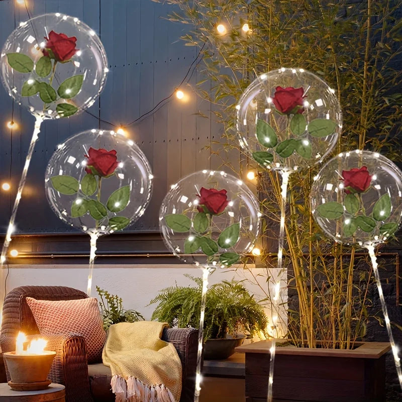 4 pçs Bola simulação rosa led luz corda decoração de casamento aniversário