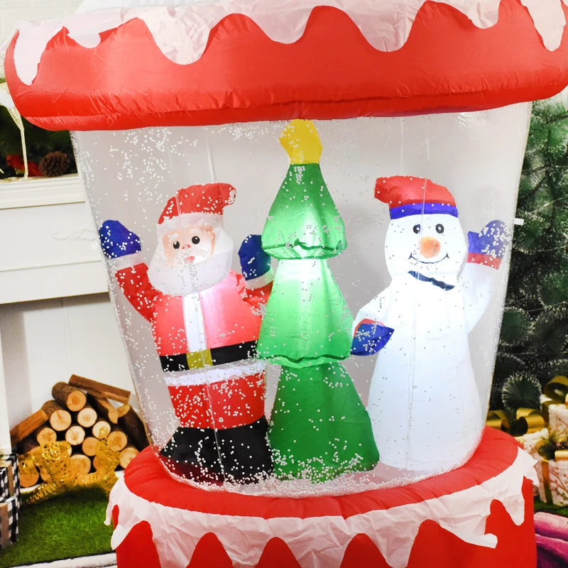 Globo de neve de natal inflável com luz led explodir boneco de neve