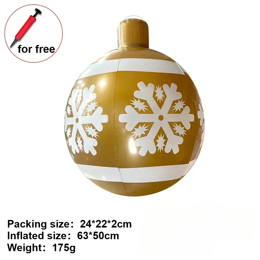 1 pçs 60cm grandes bolas de natal pvc bolas de plástico infláveis gigantes de árvore de natal
