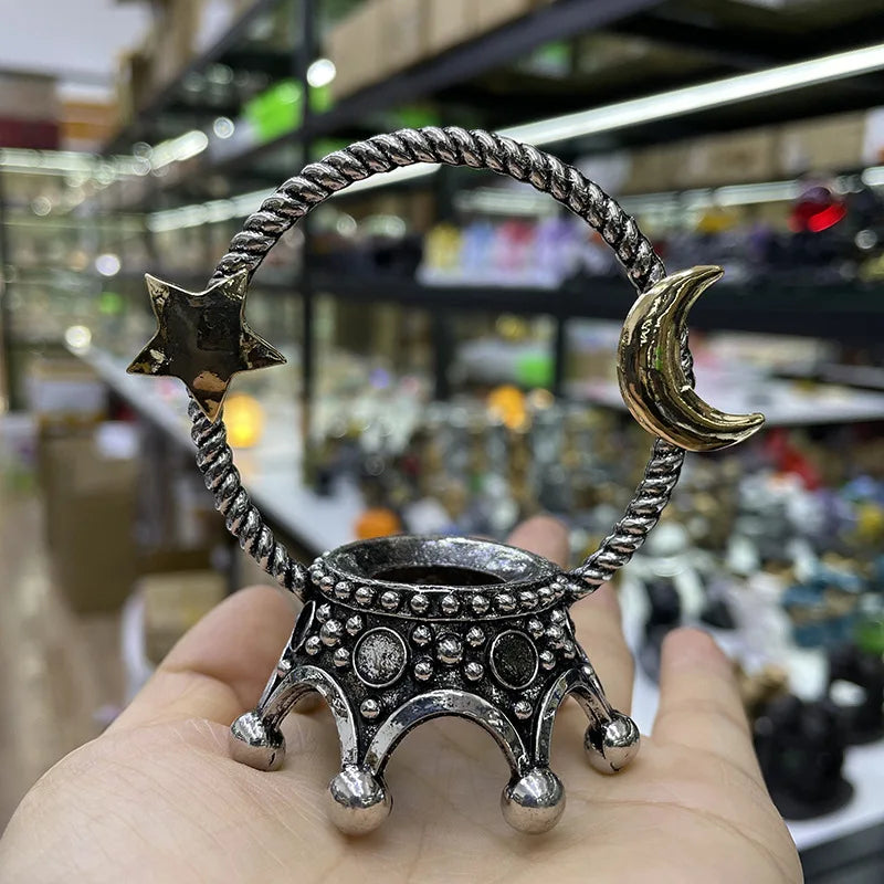 Estrela lua coroa metal bola de cristal titular esfera mágica