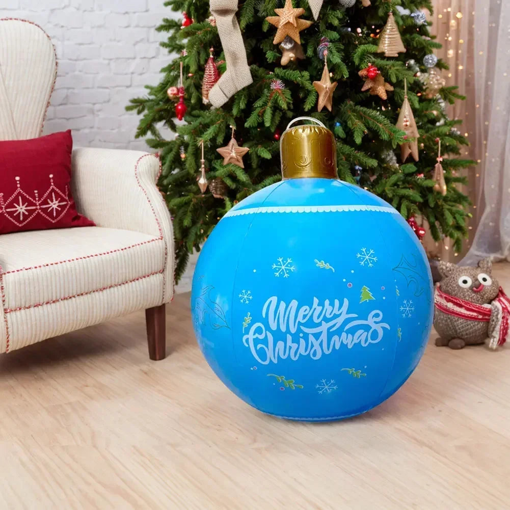 1 pçs 60cm grandes bolas de natal pvc bolas de plástico infláveis gigantes de árvore de natal