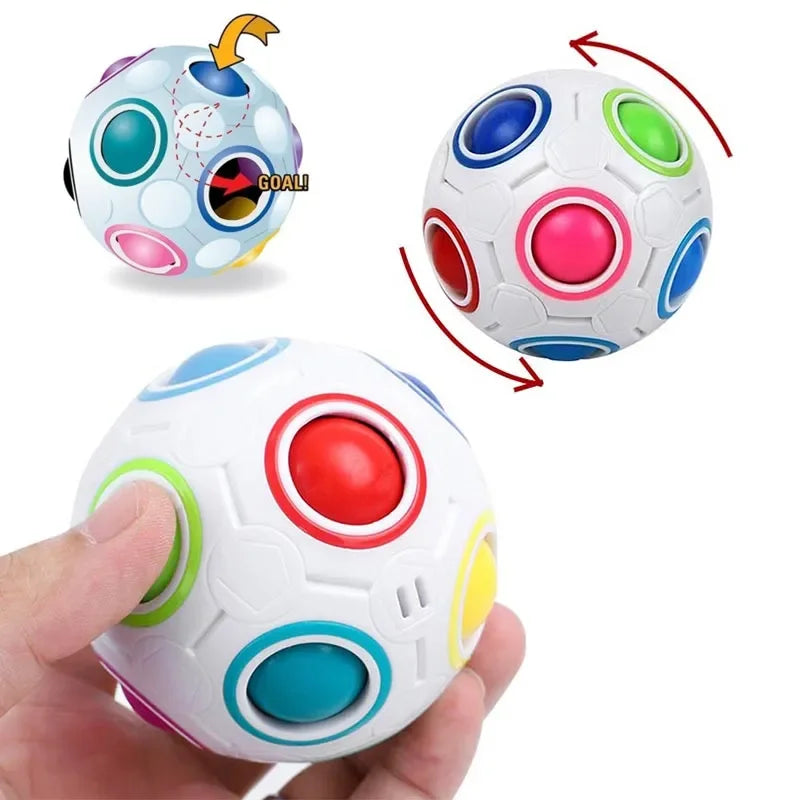 Arco-íris mágico quebra-cabeça bola velocidade cubo bola diversão alívio do estresse cérebro teaser 3d quebra-cabeça brinquedo para crianças adolescente adulto