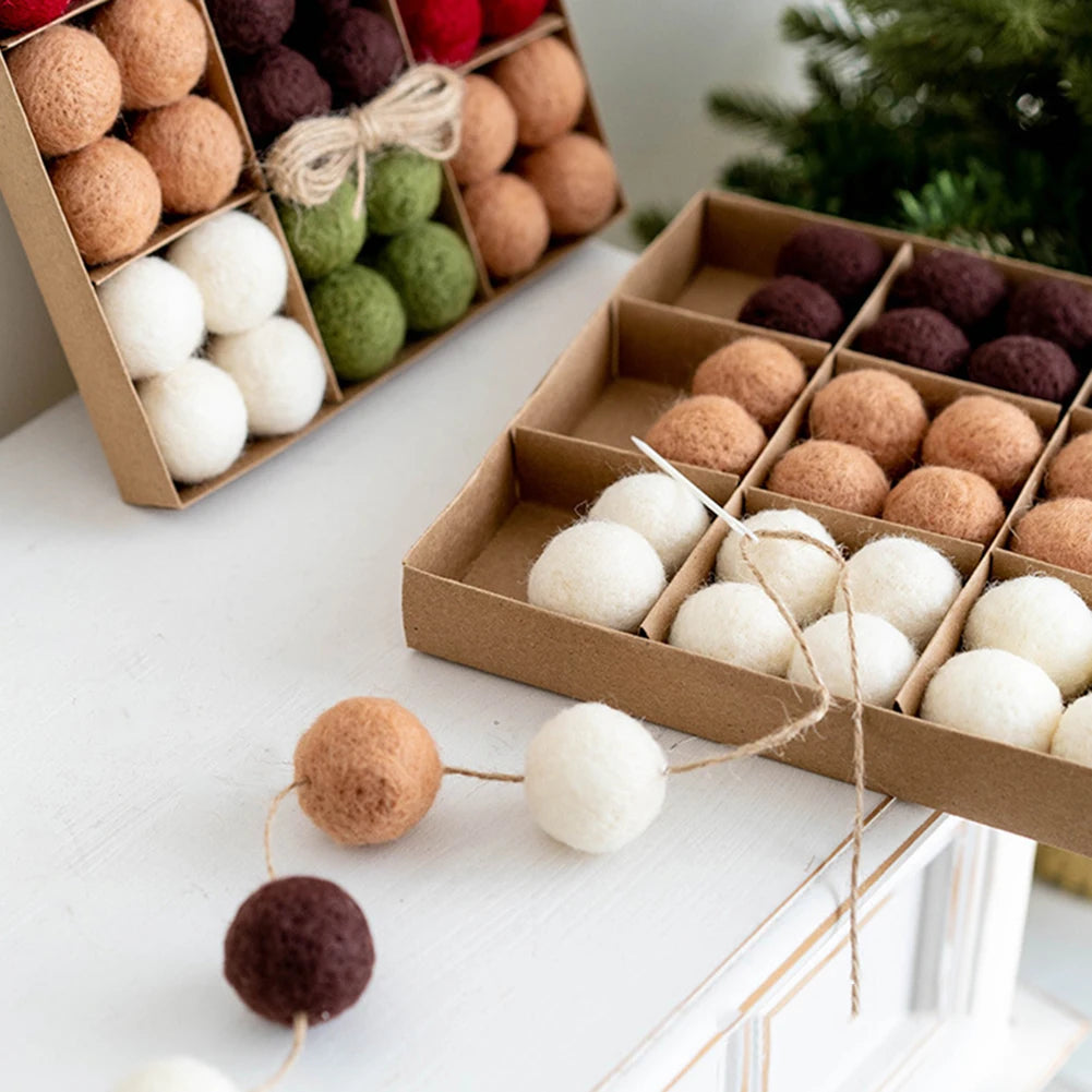 6/36 pçs bolas de natal bola de feltro de lã globo de neve decorações de árvore