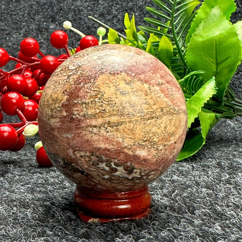 Bola de pedra com estampa de leopardo natural, esfera reiki para decoração de casa