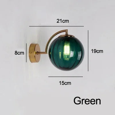 Globo lâmpada de parede multicolorido vidro bola redonda