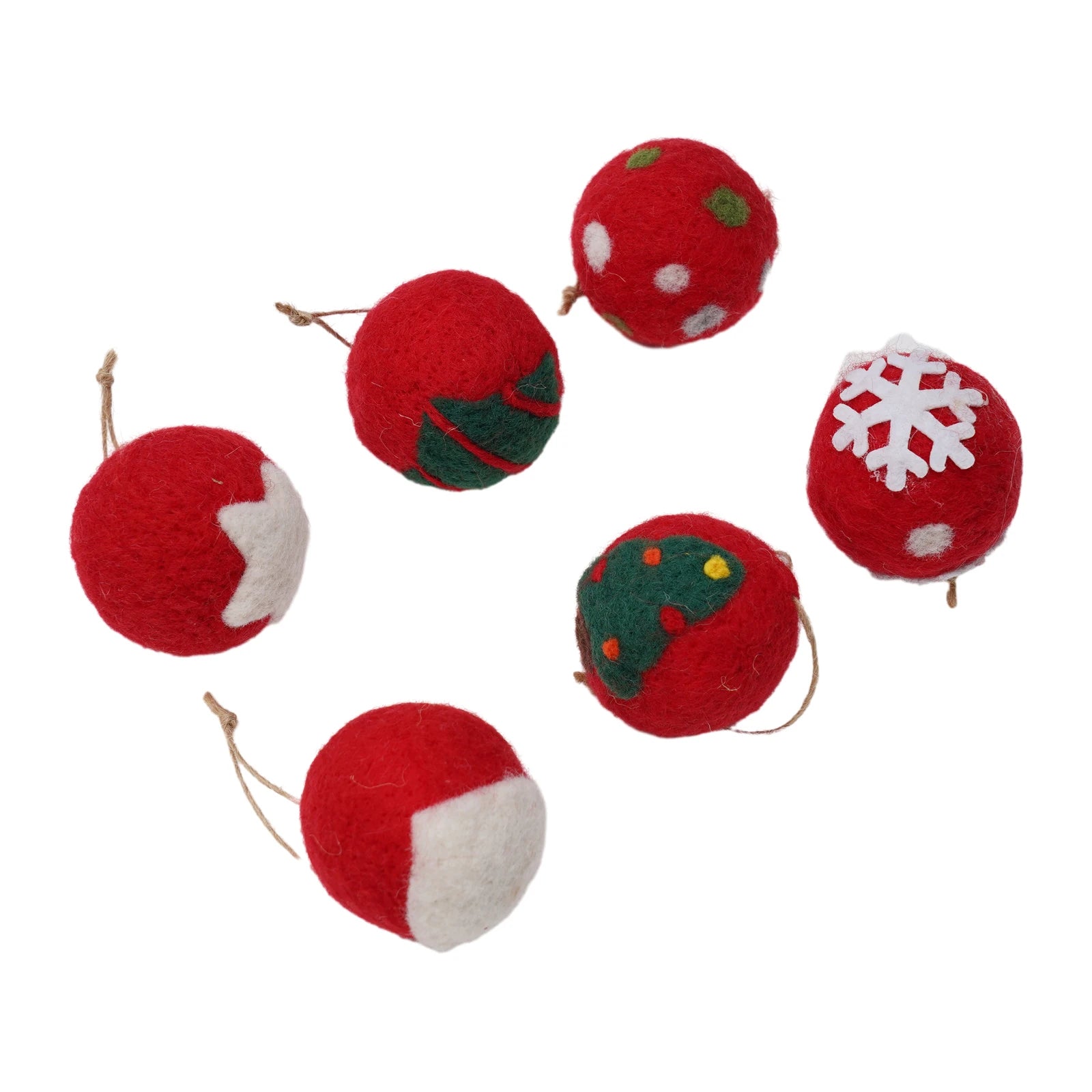 6/36 pçs bolas de natal bola de feltro de lã globo de neve decorações de árvore