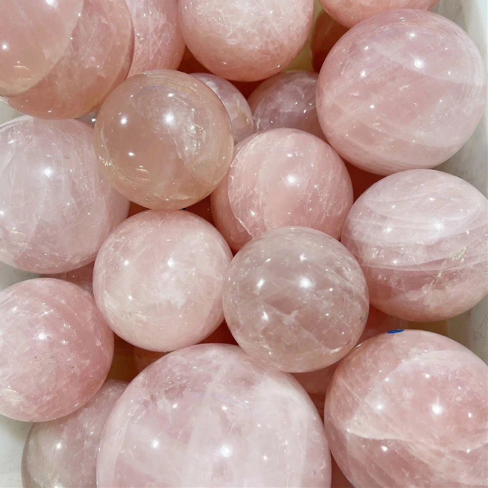 Bola de cristal de quartzo rosa natural, bola de massagem reiki, decoração de quarto, pó de cristal 4-7cm