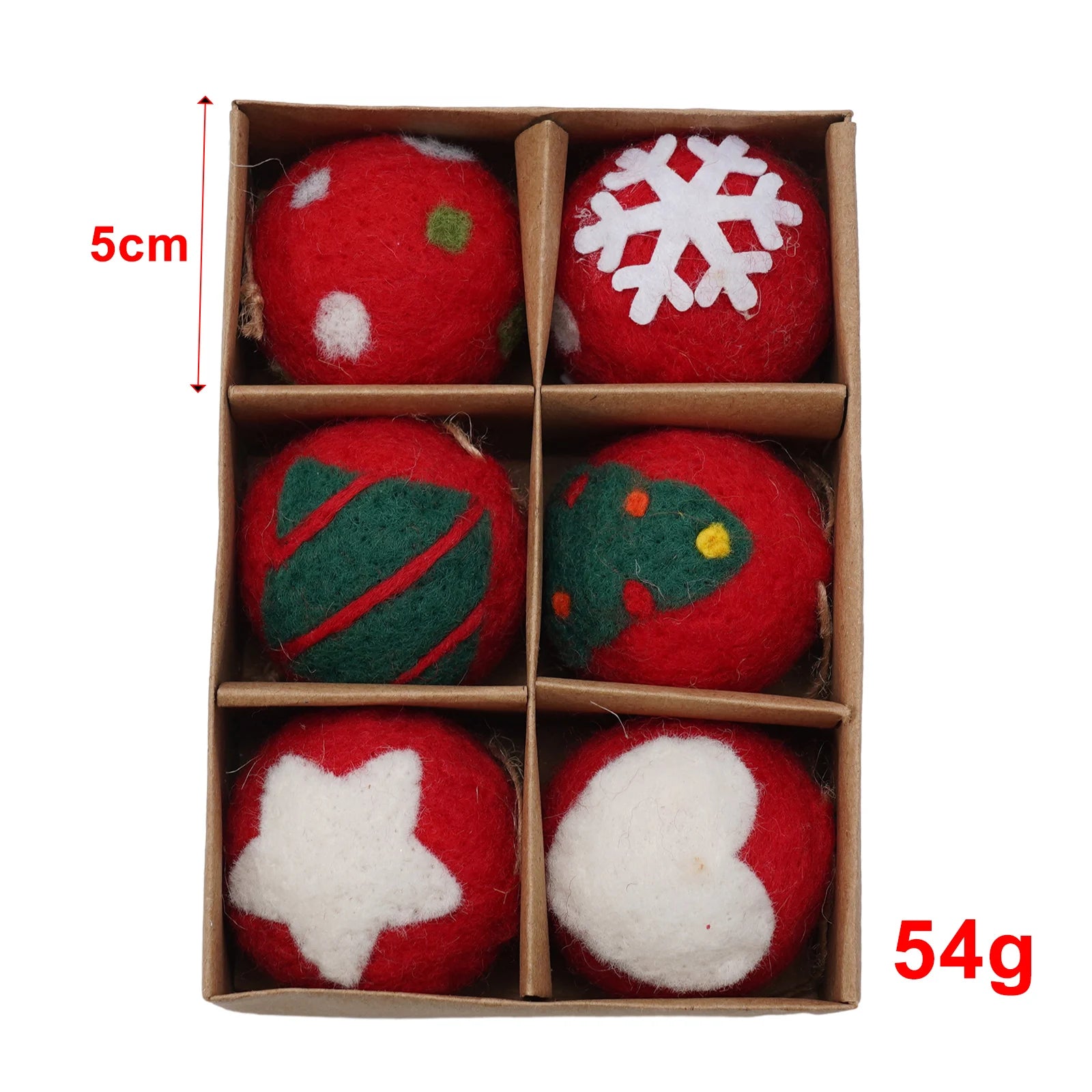 6/36 pçs bolas de natal bola de feltro de lã globo de neve decorações de árvore