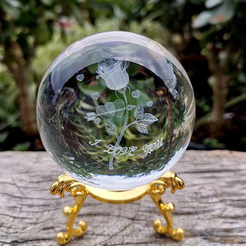 Bola de cristal 3d laser gravado esfera de vidro 60cm