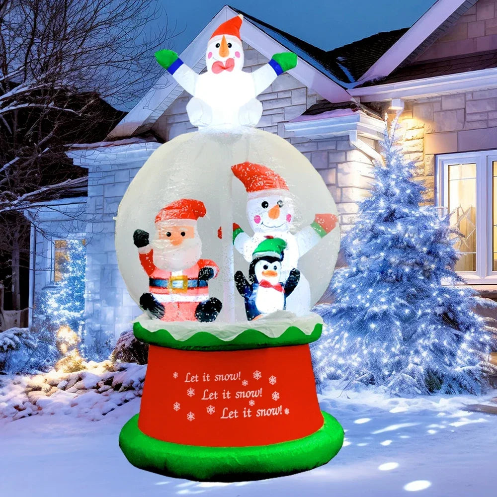 Globo de neve de natal inflável com luz led explodir boneco de neve