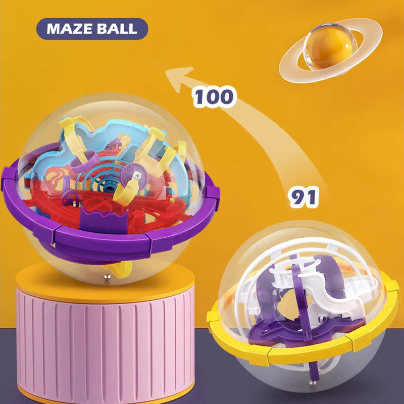 100 Bola mágica de intelecto 3D quebra-cabeça Bola labirinto esfera globo brinquedos
