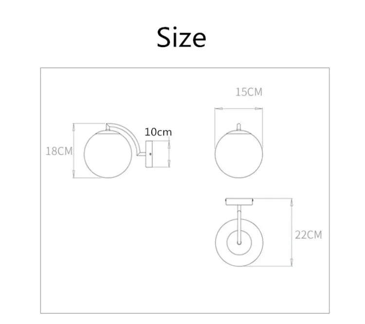 Globo lâmpada de parede multicolorido vidro bola redonda