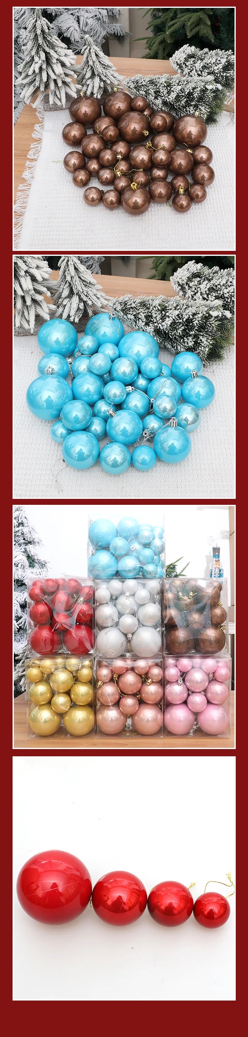 Enfeites de bola de natal 4-8cm 36 peças, luz pérola, árvore de natal, decoração de festa