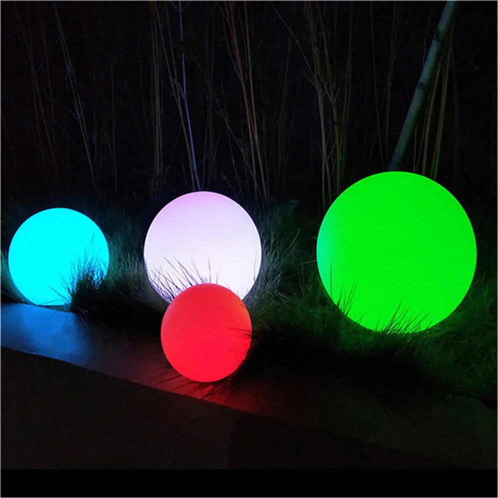Luminária resort led bola luminosa jardim 20cm 30cm 40cm