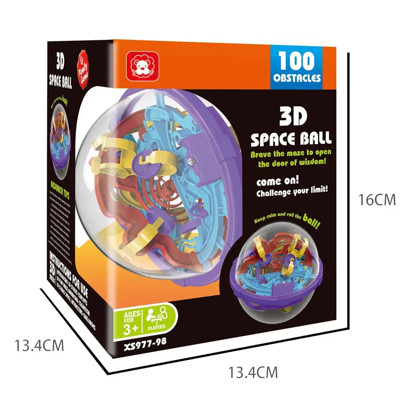 100 Bola mágica de intelecto 3D quebra-cabeça Bola labirinto esfera globo brinquedos