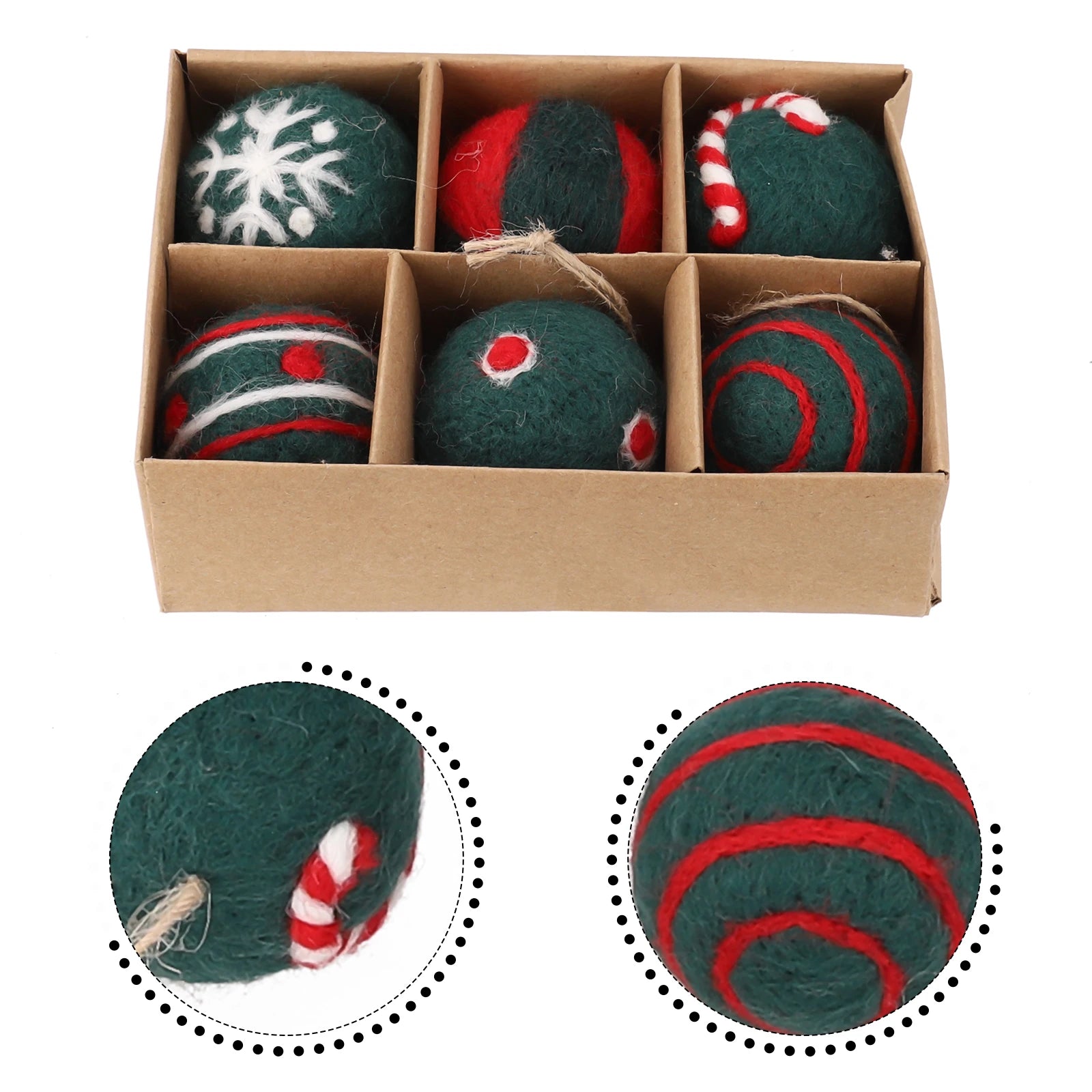 6/36 pçs bolas de natal bola de feltro de lã globo de neve decorações de árvore