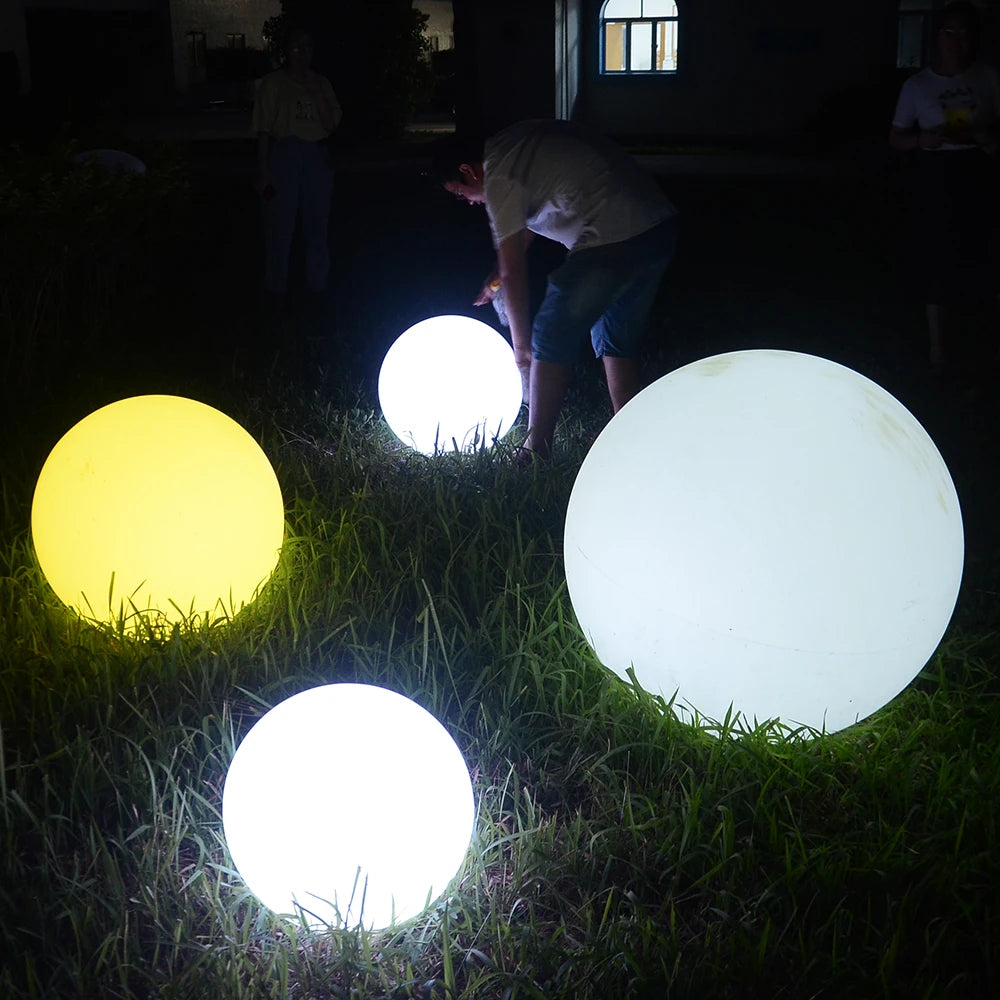 Luminária resort led bola luminosa jardim 20cm 30cm 40cm