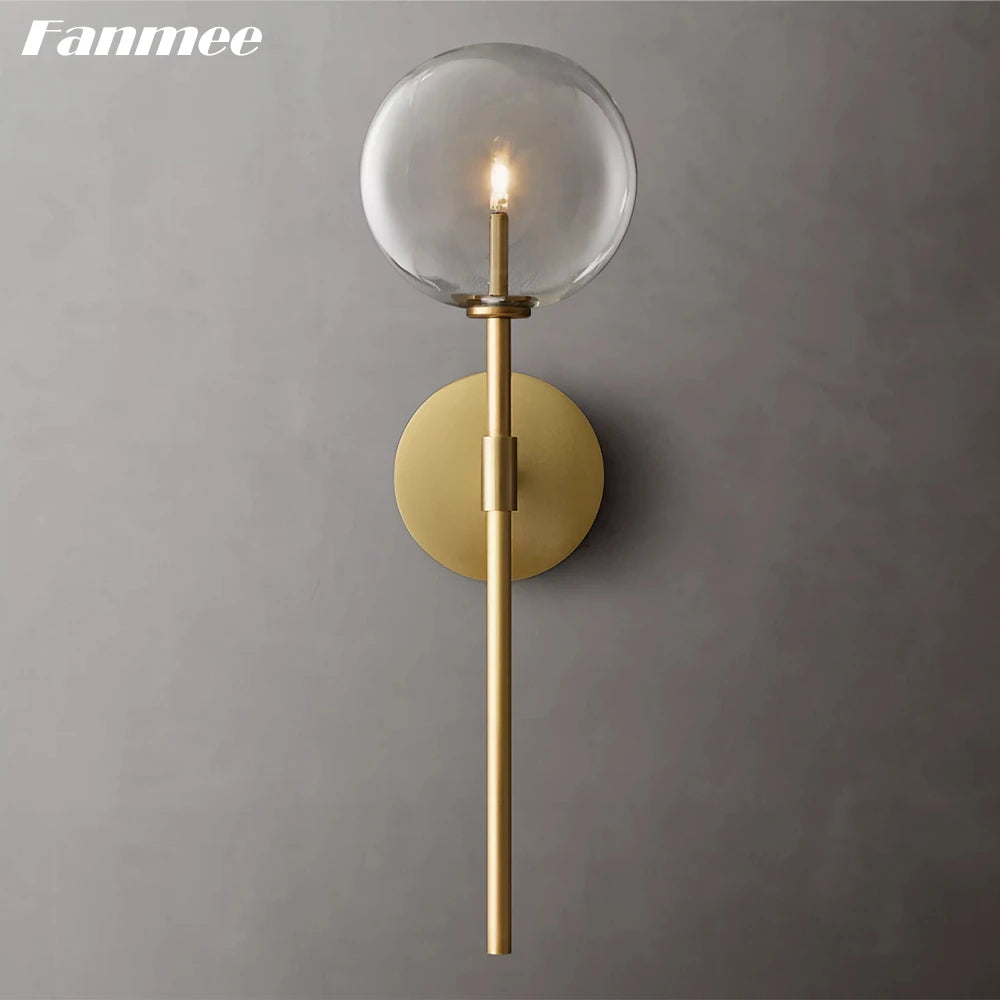 Esfera de vidro lâmpadas de parede para o quarto globo de vidro