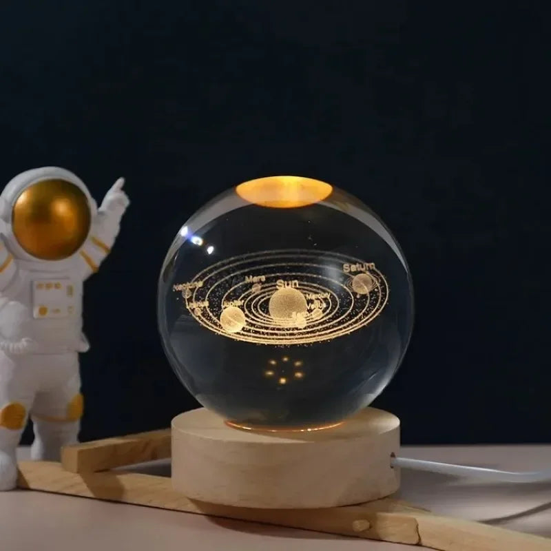 Sistema solar 3D bola de cristal luminosa saturno planetas esfera de vidro bolas decorativas