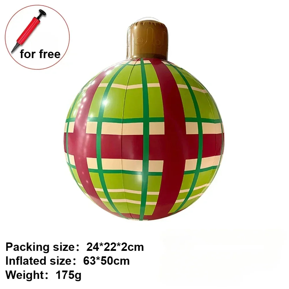 1 pçs 60cm grandes bolas de natal pvc bolas de plástico infláveis gigantes de árvore de natal