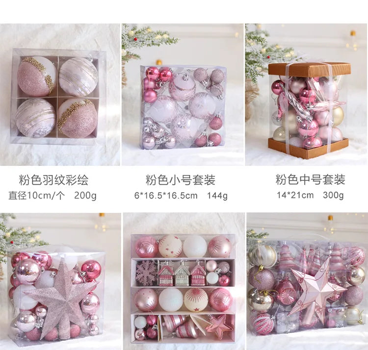 Rosa bola de natal decoração árvore de natal pendurado pingente bola de plástico