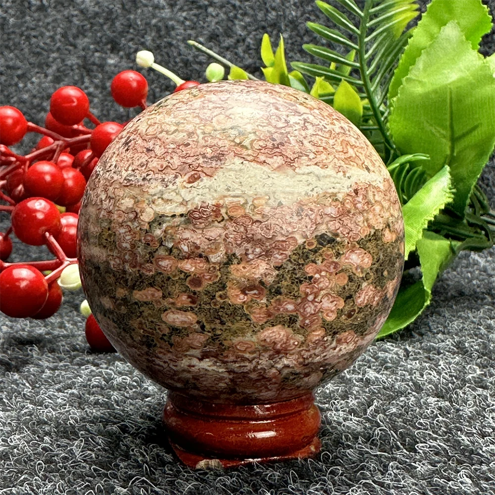 Bola de pedra com estampa de leopardo natural, esfera reiki para decoração de casa