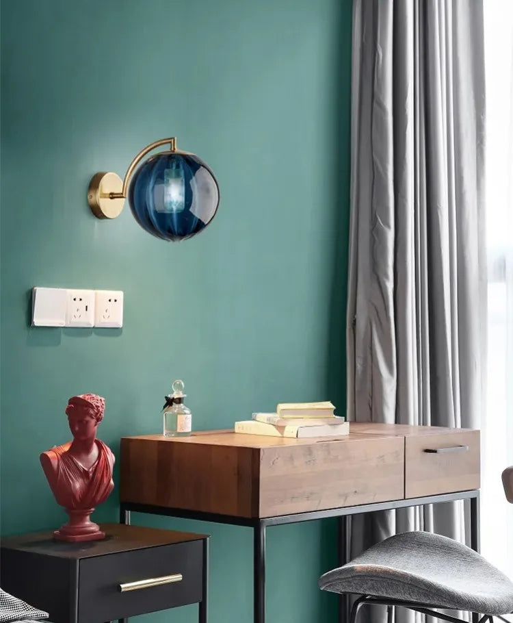 Globo lâmpada de parede multicolorido vidro bola redonda