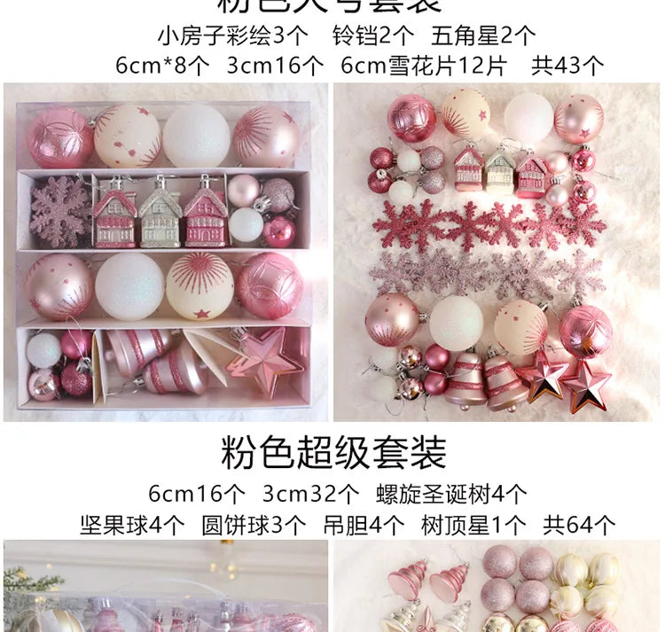 Rosa bola de natal decoração árvore de natal pendurado pingente bola de plástico