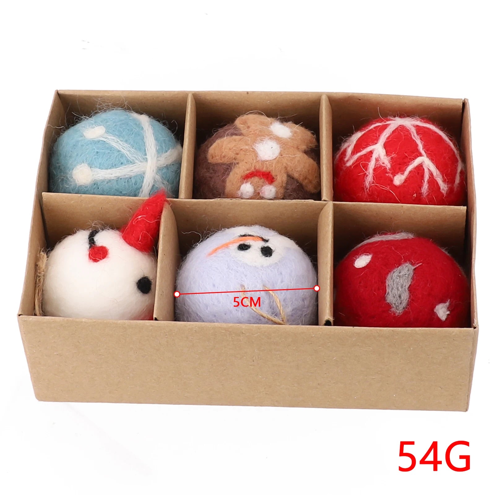 6/36 pçs bolas de natal bola de feltro de lã globo de neve decorações de árvore