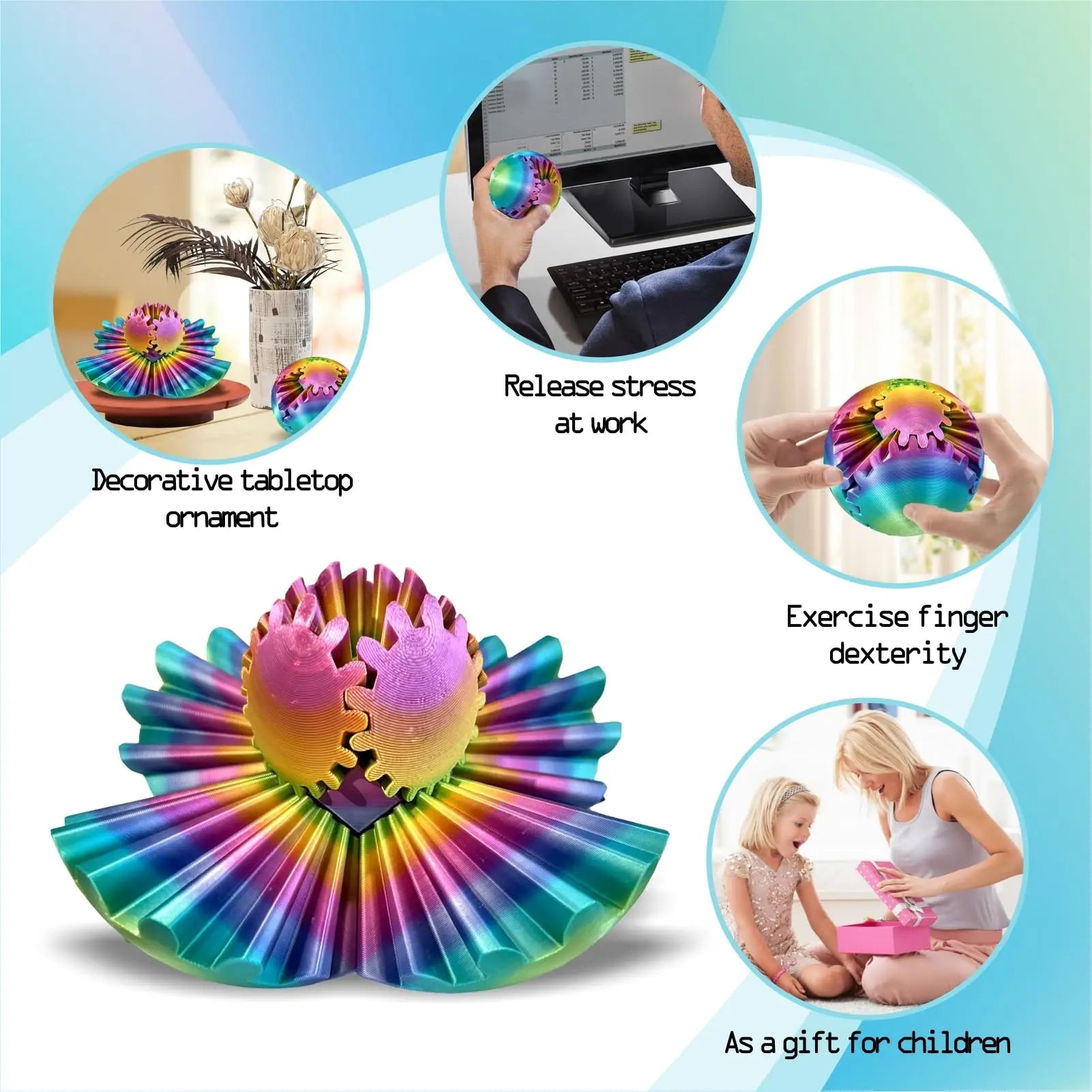 Nova engrenagem Ball-3D impressa bola de engrenagem, bola de rotação