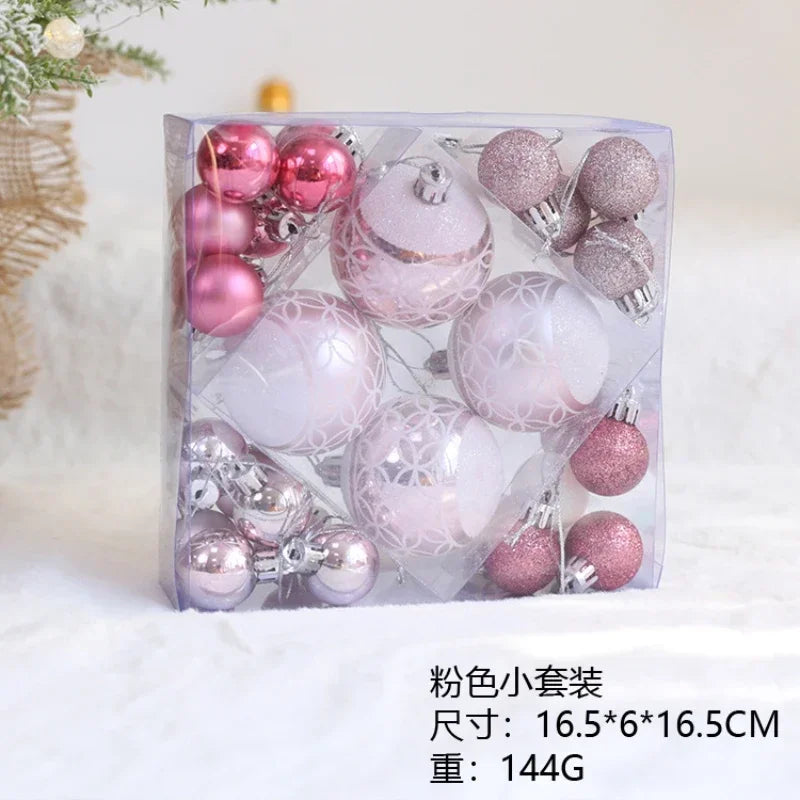 Rosa bola de natal decoração árvore de natal pendurado pingente bola de plástico